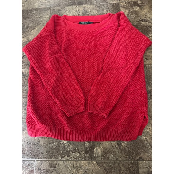Lauren Ralph Lauren Women's Red Knit Boat Neck Sweater Size L - Picture 1 of 6